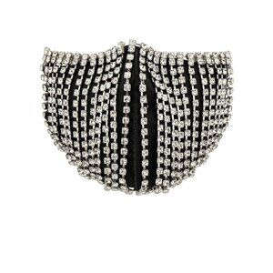AREA Crystal Fringe Mask Accessory in Silver New Womens Costume